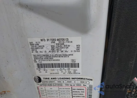 2012 Ford F-150 Xlt from USA, damaged, VIN 1FTFW1CF9CFA53053